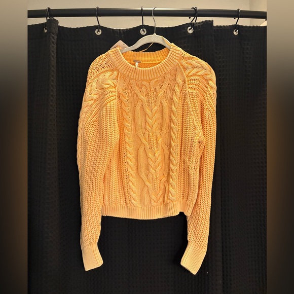Free People Frankie Cable Knit Sweater XS Color: Buff Orange NWT - Picture 5 of 6